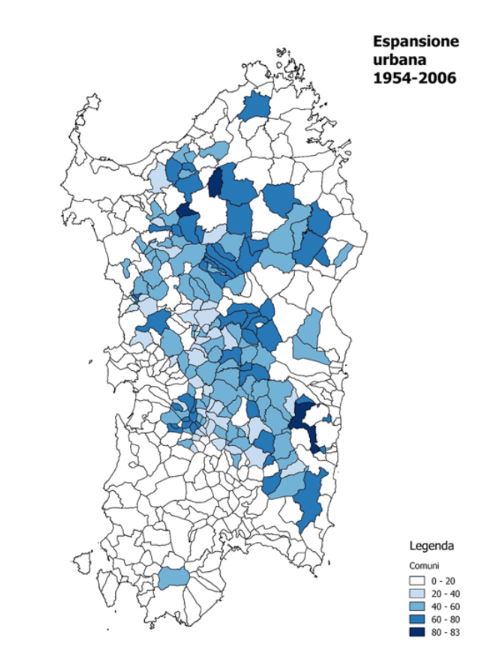 Espansione urbana dal 1954 al 2006 in Sardegna - Spopolamento in Sardegna ripartire dal turismo e tipicità